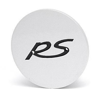 Silver Plastic Hubcap with Black "RS" Logo