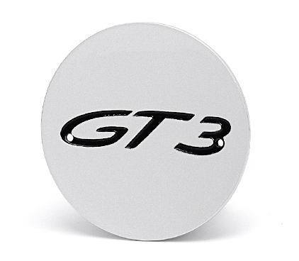 Silver Plastic Hubcap with Black "GT3" Logo
