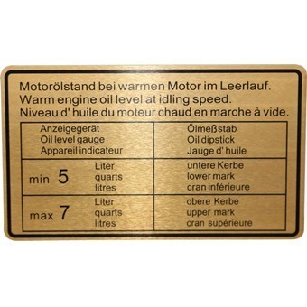 911 1969-72 Oil Level Sticker