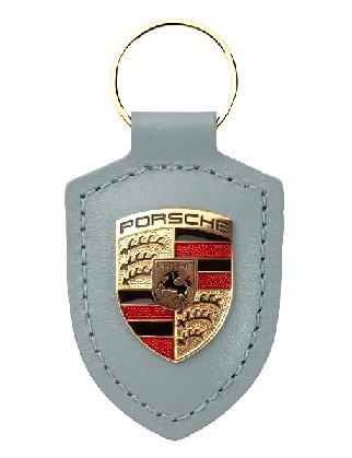Porsche Leather Crested Keyfob Shadegreen