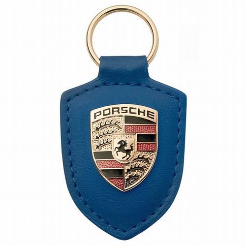 Porsche Leather Crested Keyfob Royal Blue