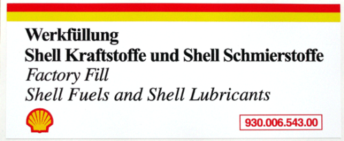 911 / 964 / 928 1984-94 Shell Fuel & Oil Air Box Sticker