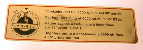 911 1967-68 Timing Sticker